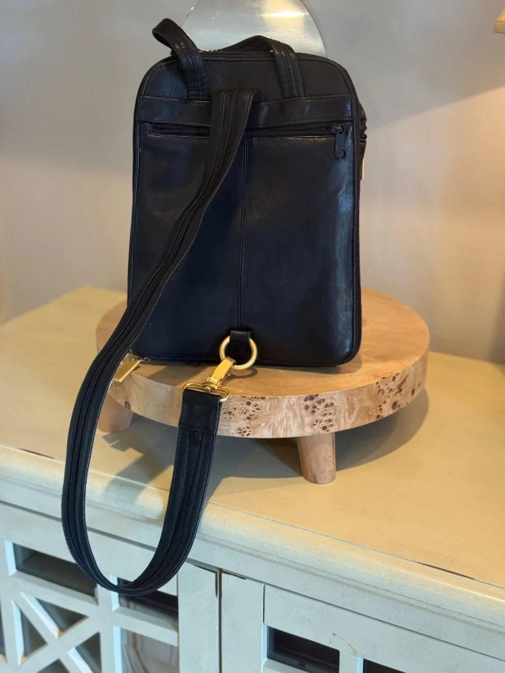 Tignanello Black Leather Backpack - Picture 2 of 7
